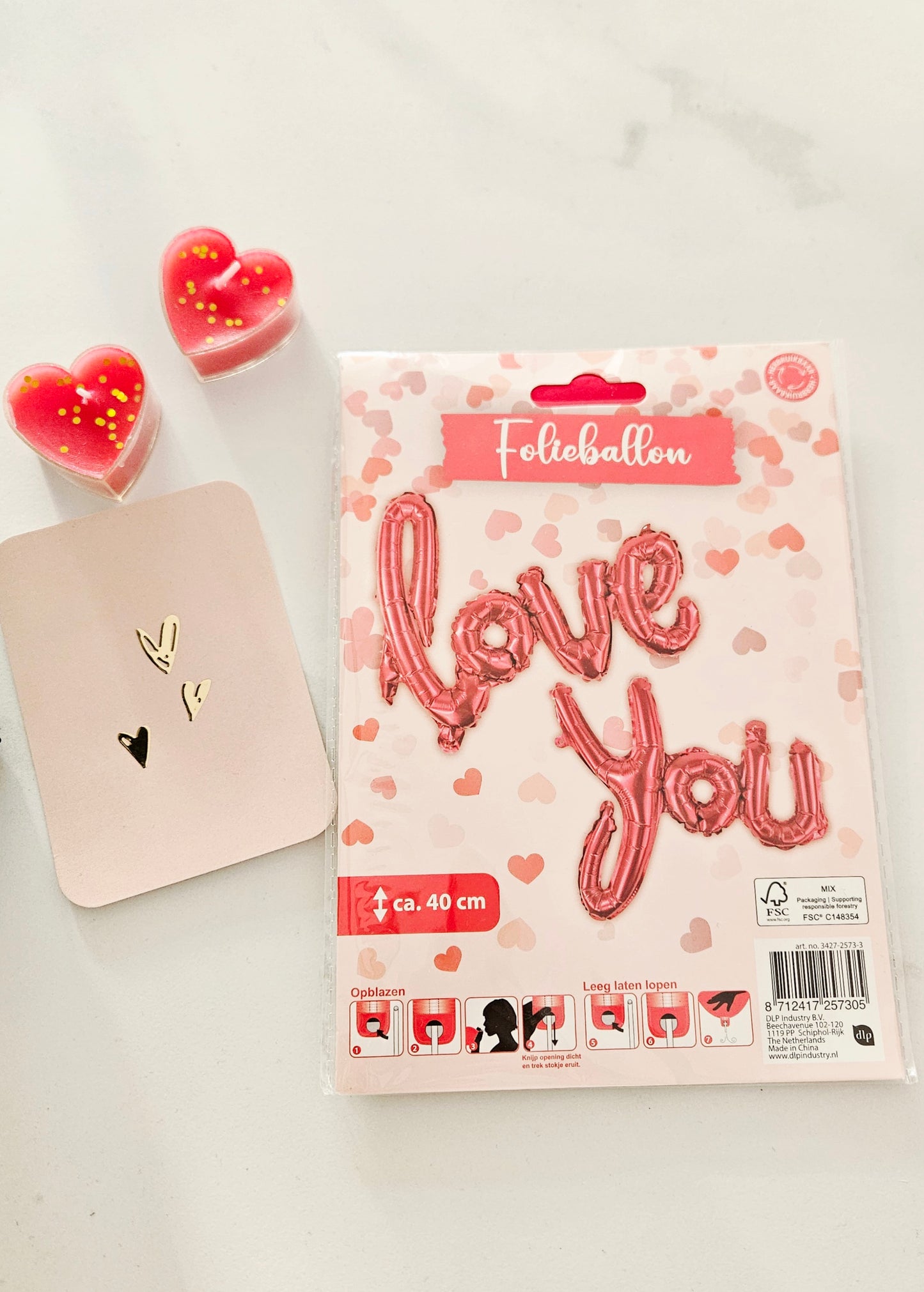 Grote follieballon Love You in rood