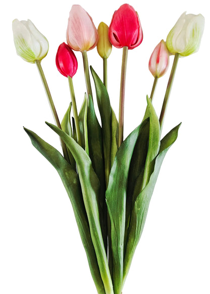 Bos witte en roze real touch kunsttulpen