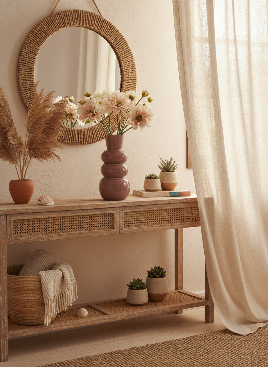 Bos zijden bloemen in pasteltinten bohostijl