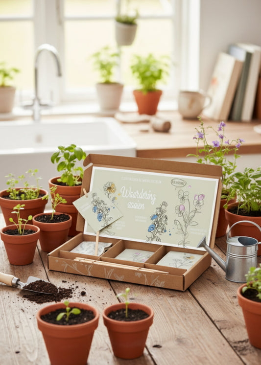 Cadeaubox waardering zaaien bedankje collega