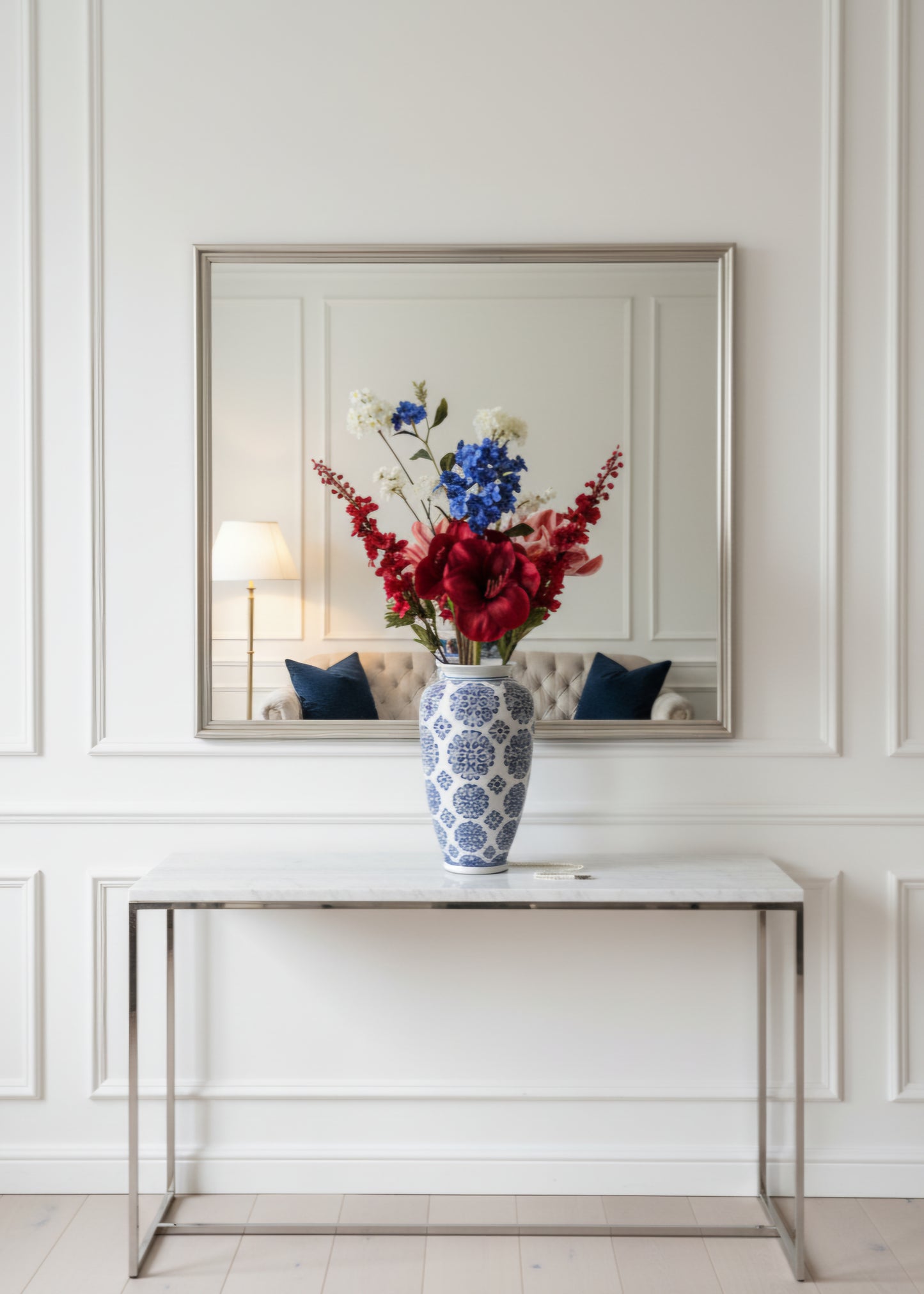 Chique zijden boeket delftsblauw