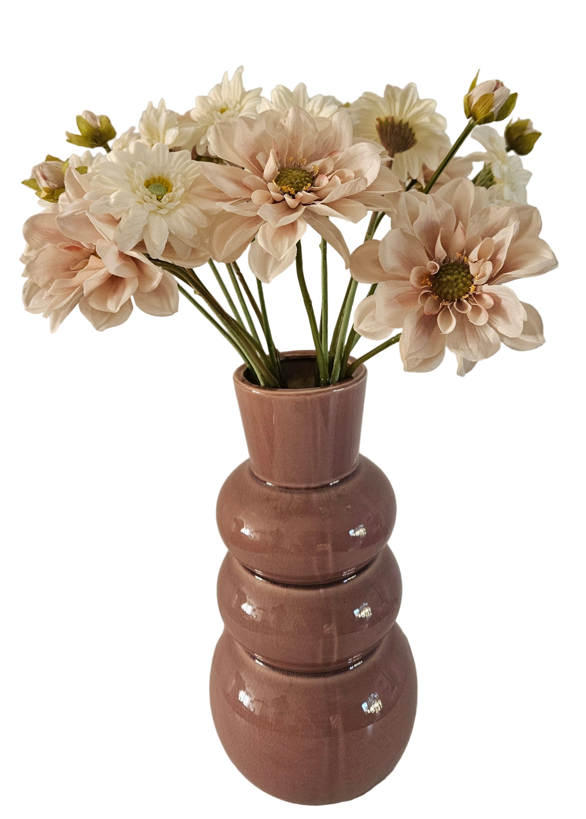 Dahlia gerbera wit roze zijden bloemen