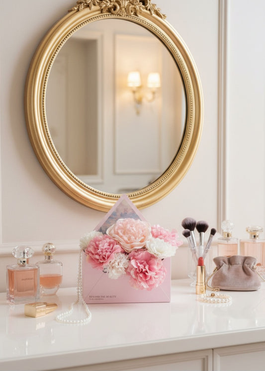 Decoratie bloemen voor op een kaptafel