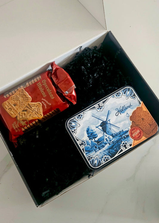 Delftsblauwe koektrommel met speculaas