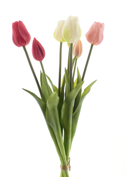 Lange kunsttulpen in roze en wit