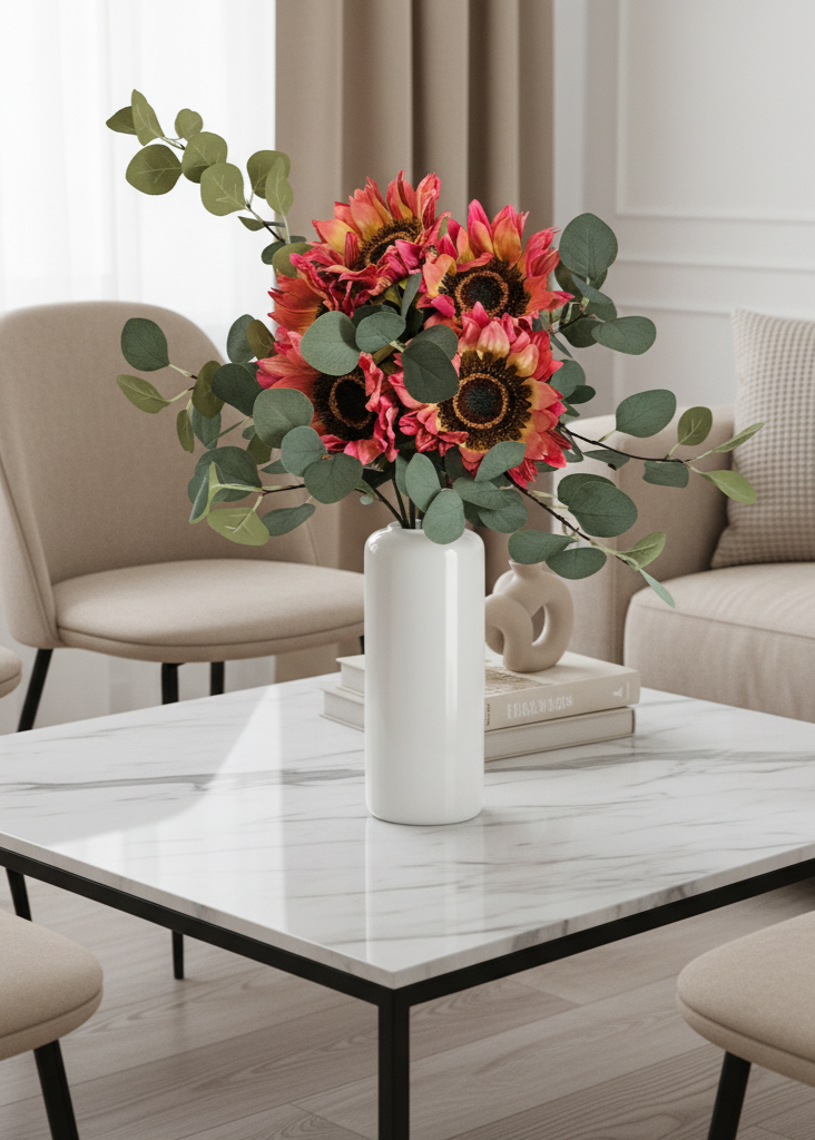 Luxe boeket rode zijden zonnenbloemen