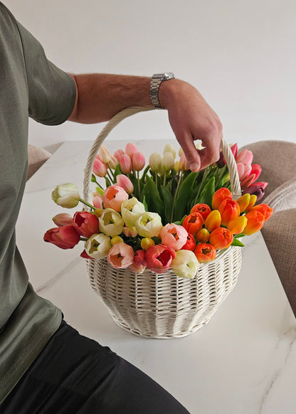 Luxe kunsttulpen oranje wit roze