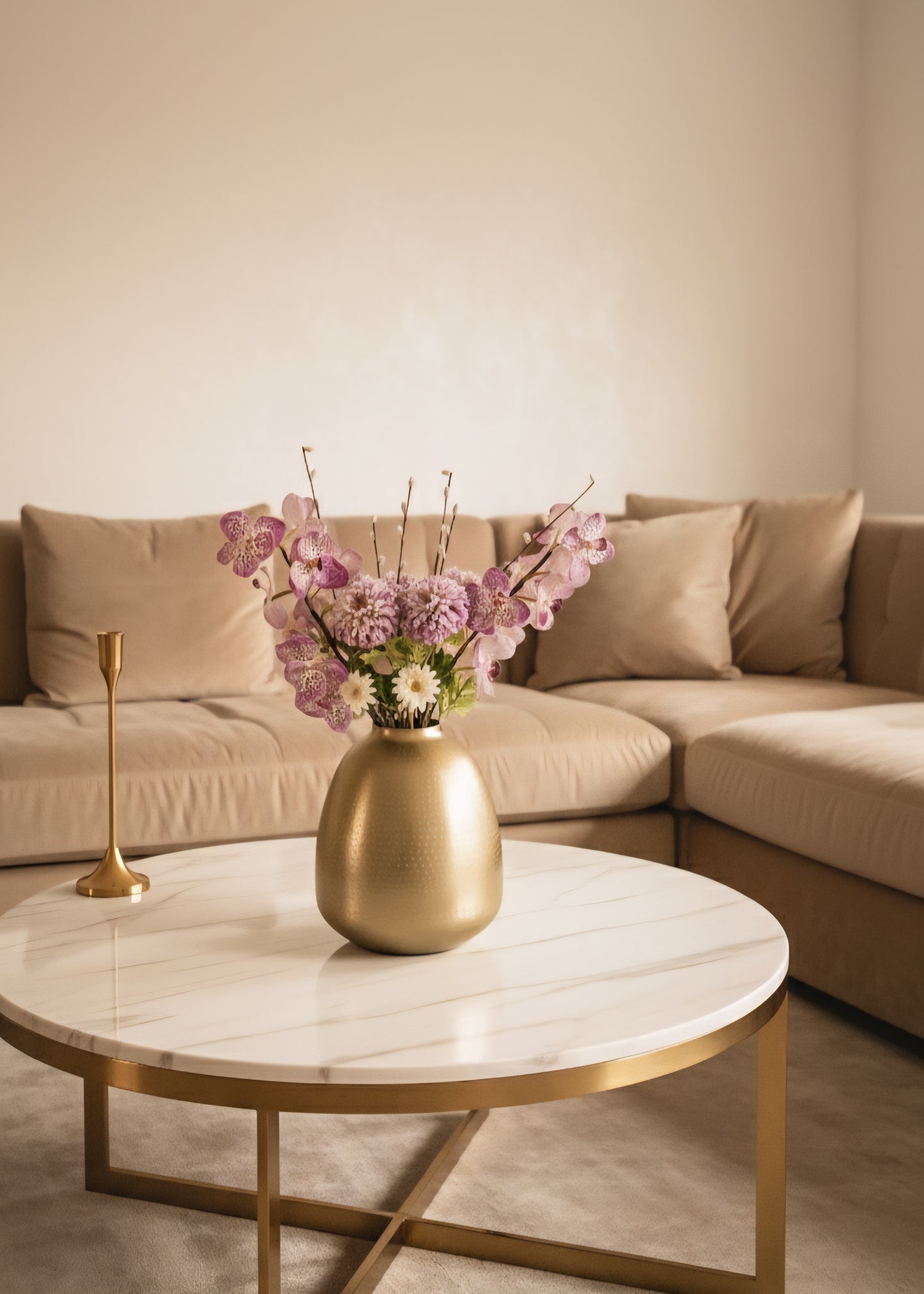 Mooie zijden boeket luxe herfst bloemen in paars en lila