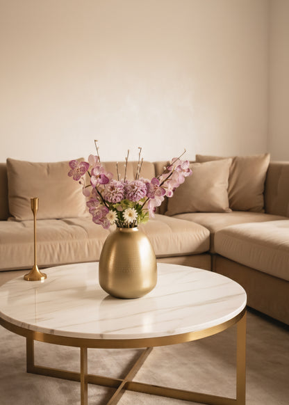 Mooie zijden boeket luxe herfst bloemen in paars en lila