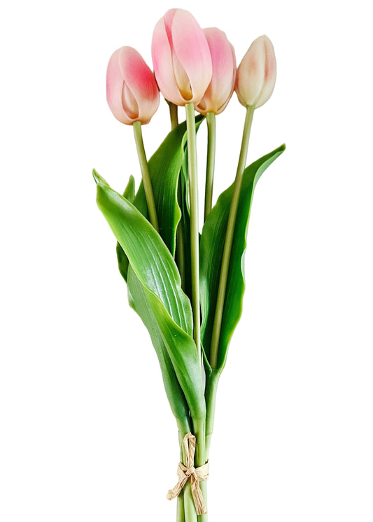 Bosje vijf kunsttulpen lichtroze