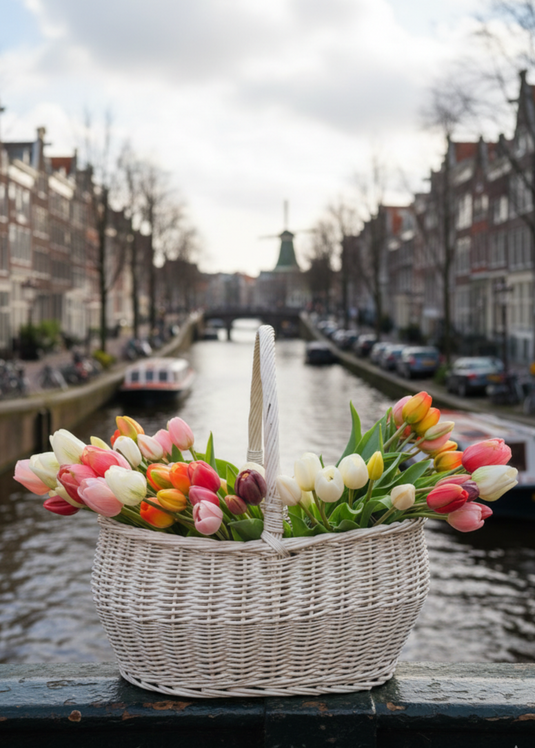 ZIjden tulpen in Amsterdam