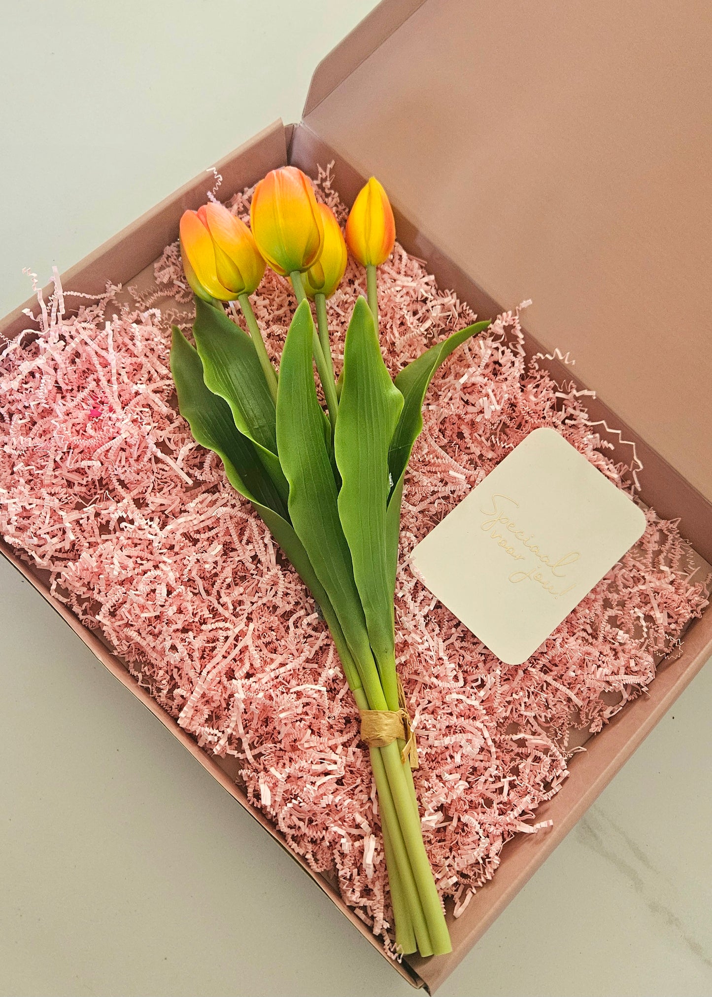 Zijden bloemen bosje real touch tulpen