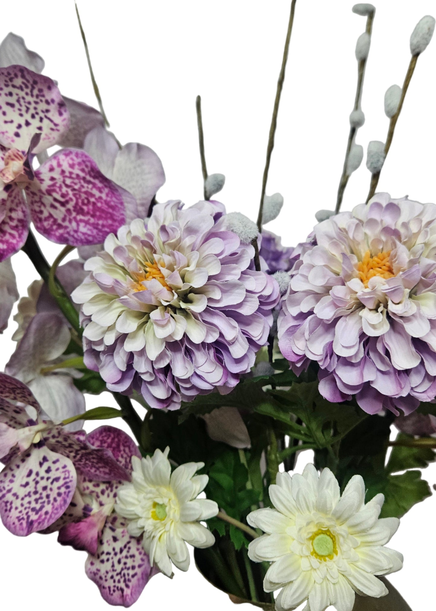 Zijden bloemen wit paars lila